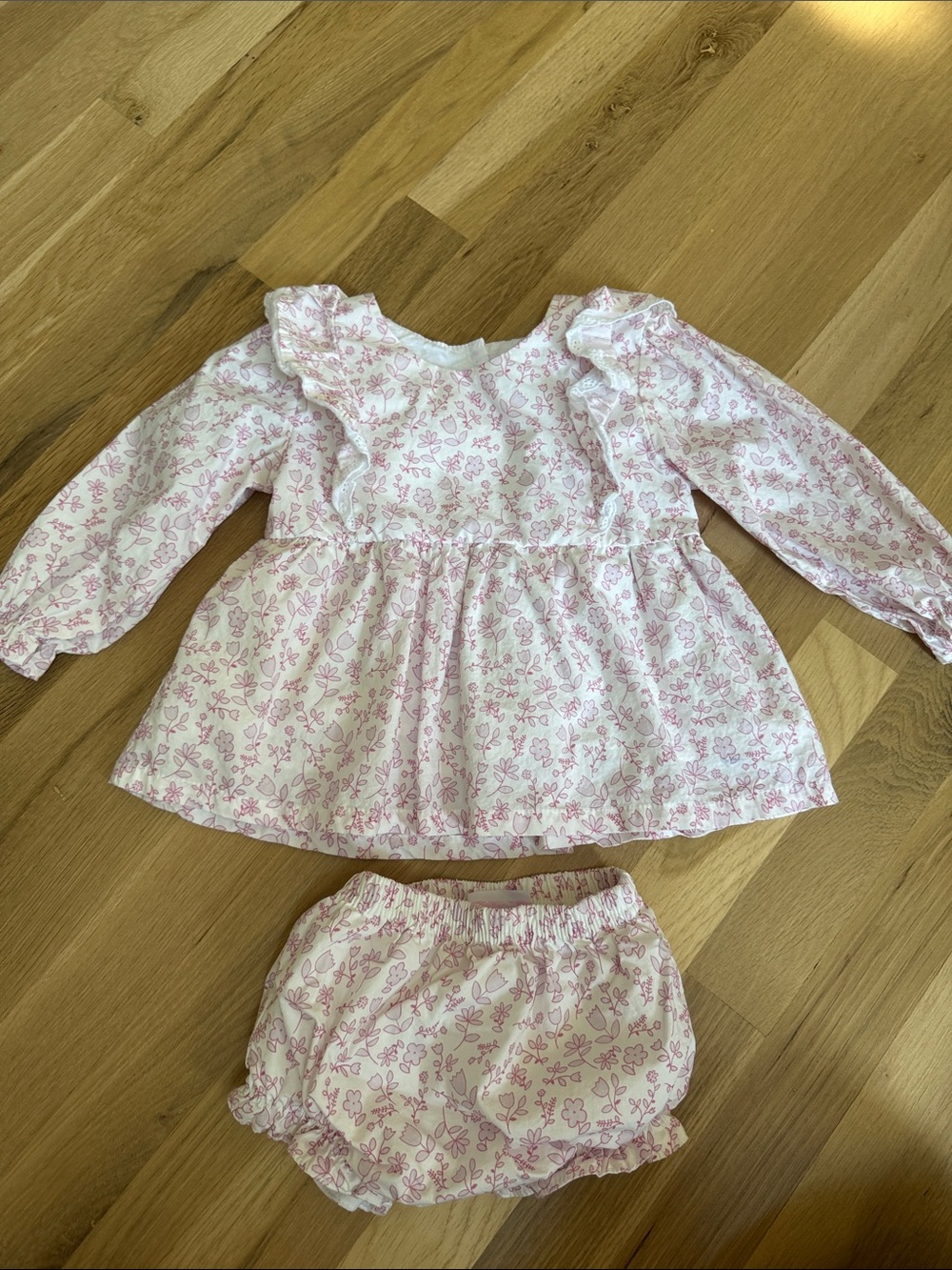 Girls Pink Floral Ruffle Matching Set - Brand